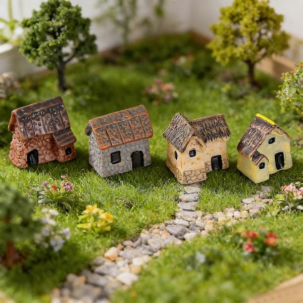 10 stk. Minihuspynt Harpiks Hus Mini Hjem Mikrolandskab Tilfældig Stil[HK]