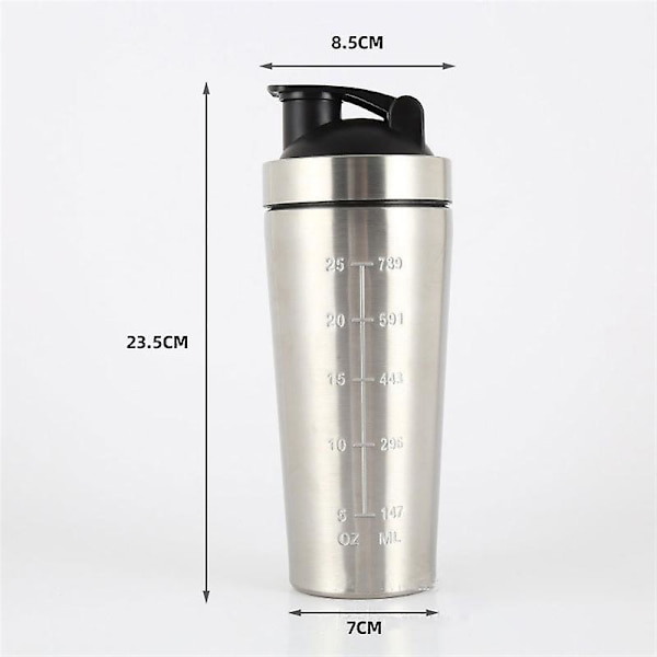 Ruostumattomasta teräksestä valmistettu heraproteiini-shaker-pullo sekoituspallolla ja mittamerkinnöillä, BPA-vapaa, kuntosalille ja urheiluun, veden sekoituskuppi [HkkK] White 5 ML 17OZ