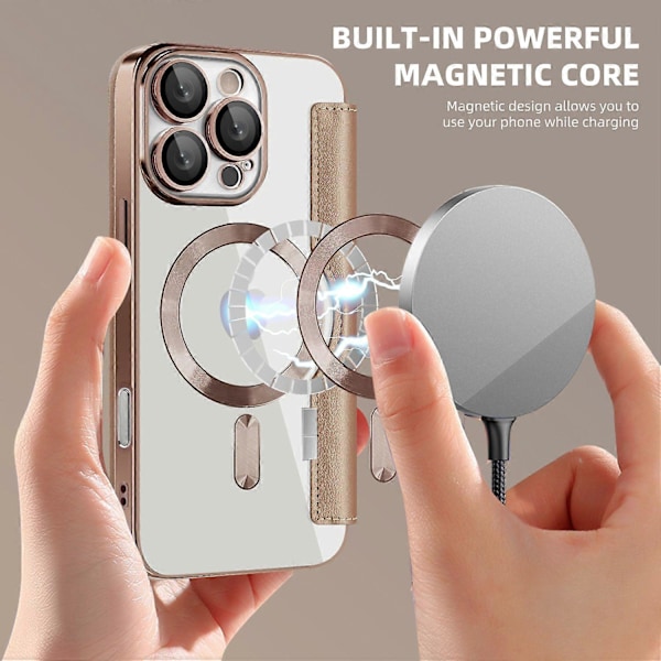 Magnetiskt telefonfodral för iPhone 16 Pro Max med RFID-skydd, läderfodral [HK]