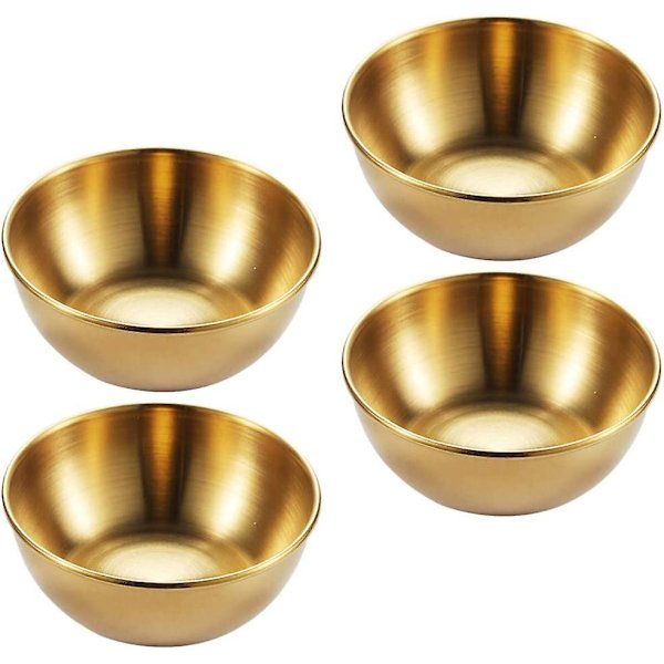 HK 4 stk. Runde skåle i rustfrit stål til husholdningskrydderier (guld) (4-D-W) Gold 4 pieces