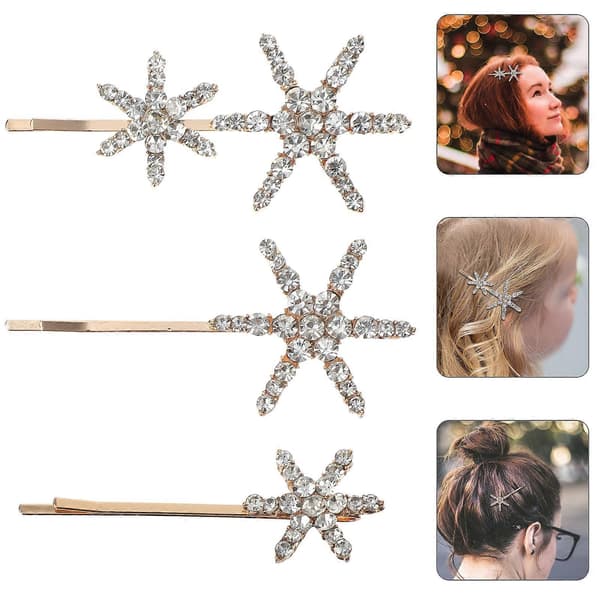 Hårnålsset med stjärnor för kvinnor, 1 set glitterstrass-klämmor[HK]