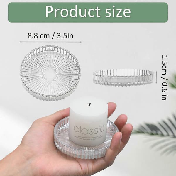 Sett med fire søylelysestaker i glass, 9 cm, lysestaker, dekorative lysfat, egnet for jul.[HK]