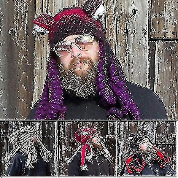 Uusi 2023 Halloween-hattu, Octopus-hattu, hauska päällystakki, käsin neulottu mustekala-muoto [HK] black