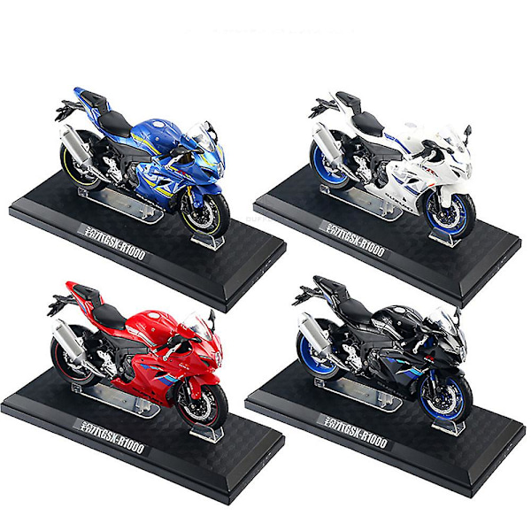 1/12 Suzuki Gsx-r1000 Motorcykel Legering Die-Cast Legetøjsmotorcykel Bilmodel Ledningshoved Gummidek Motorcykel Køretøj Til Drengegaven Hvid