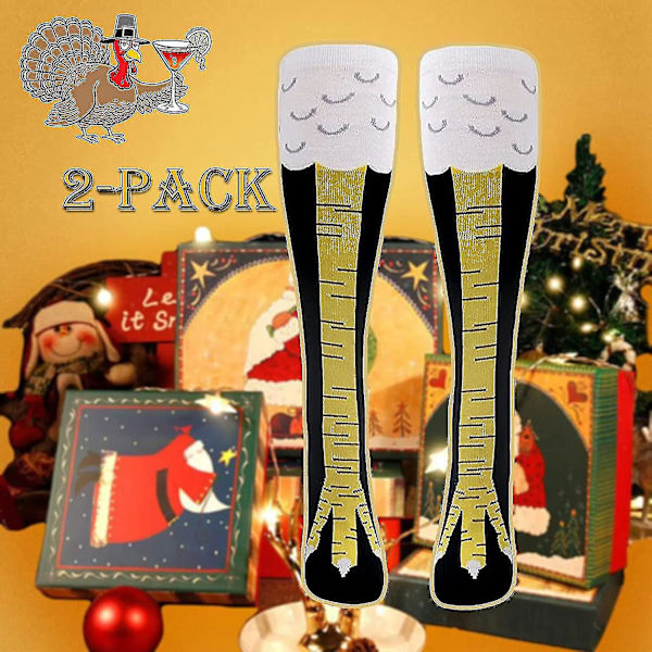 2 par kyllingfotsokker Nyhet Morsomme Galskap Kyllingbensokker Kalkunsokker Morsomme Gaver Til Fest[HK] Black Yellow Claw mid-calf