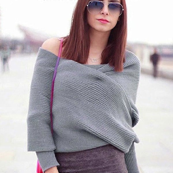 Dame Strikket Sweater Toppe Tørklæde Med Ærme Wrap Vinter Varmt Sjal Tørklæder[HK] DARK GREY