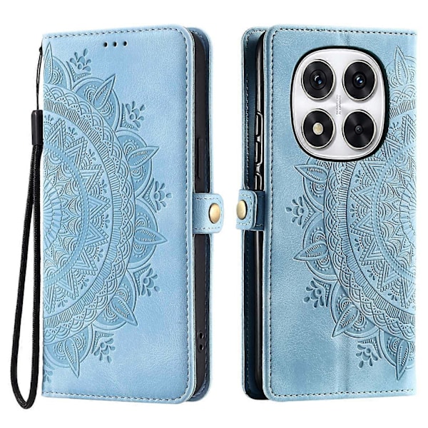 Lompakkokotelo Xiaomi Redmi Note 14 Pro 5G 14 Pro 5G Poco X7 5G nahkainen puhelinkuori Skin Feel Totem[HK] Multicolor Lake Blue