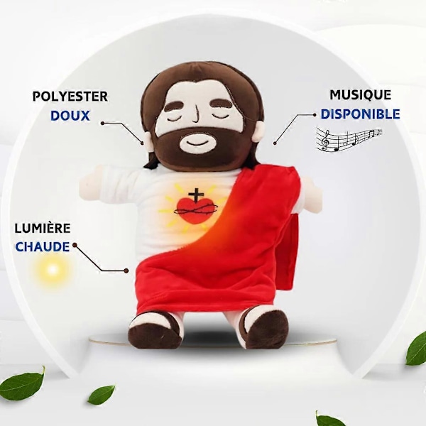 38 cm Hengittävä Jeesus pehmolelu vauvalle rauhoittava Jeesus nukke nelivaihteinen säätö lasten musiikki unikaveri joululahjat [HK] Red