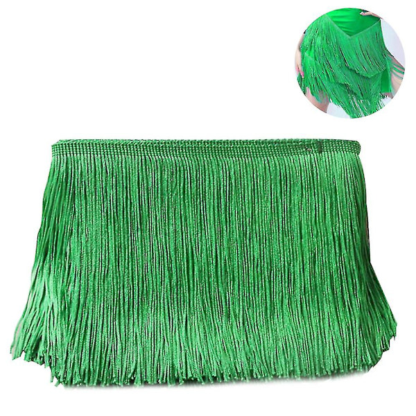 HK 10m sytrådsfrans - Frans tofs 15cm/10cm bredd för kjol bröllopsklänning lampskärm dekoration Green 10cm