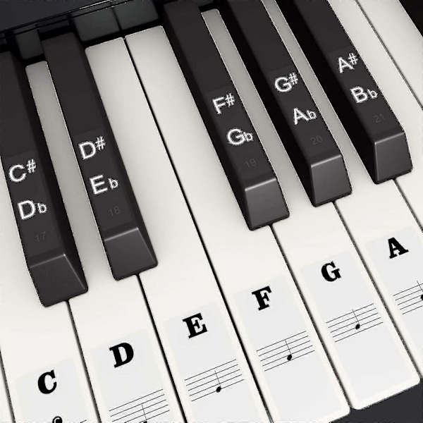 Klaver Keyboard Klistermærker Til 49/54/61/88 Hvide Og Sorte Tangenter, Musik Elektronisk Klaver Keyboard Note Klistermærker[HK]