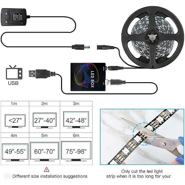 LED-bakgrundsbelysning för TV, TV-remsa belysning, TV-skärm och PC-monitor, TV-bakgrundsbelysning 3M, 30 lampor per meter [hk]
