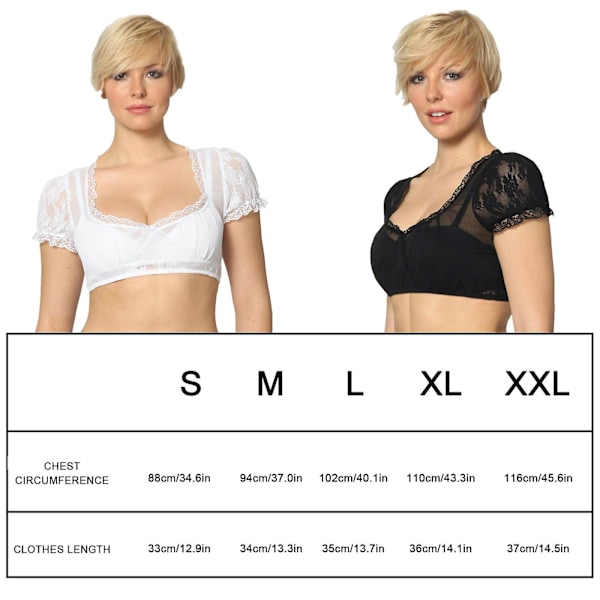 100% Ny Oktoberfest Blonderbluse Dame Elegant Mode Hvid Crop Top S-XXL Til Bayersk[HK] Black M