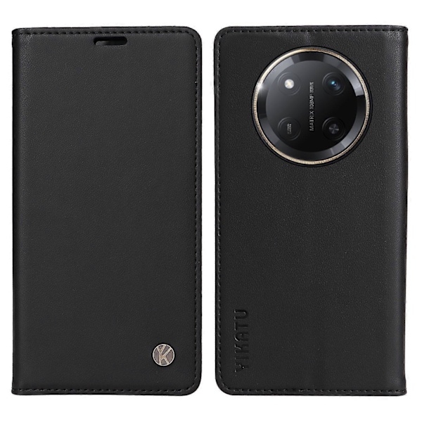 För Honor Magic7 Lite 5G/ X9c 5G Plånboksfodral Kortplats Ställ Läder Telefonskal [HK] Black