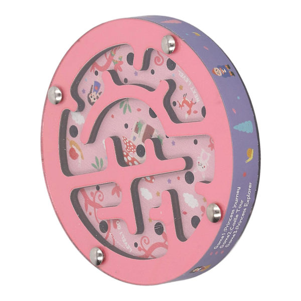 Tasapainolabyrinttipeli Kaksipuolinen Opettava Pyöreä Kannettava Puinen Pallon Labyrinttipeli Lautapeli Lapsille[HK] Pink Purple Castle