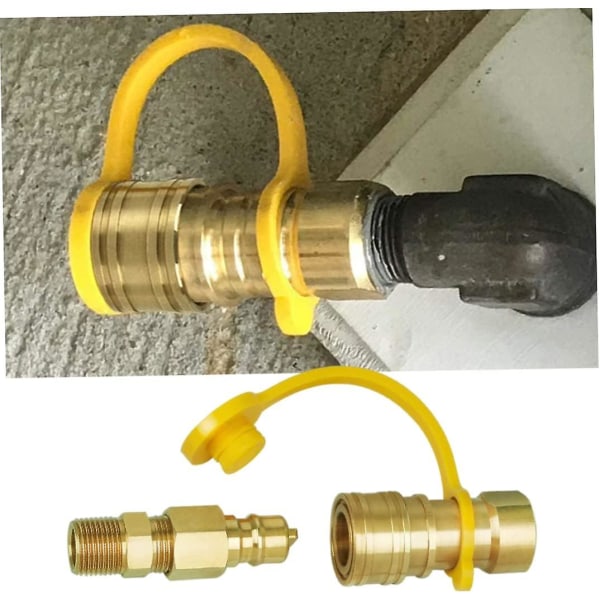 HKK  Propane Quick Connect Fittings Brass 3/8 Inch Natural Propane Gas Grill Hose Plug Set Barbecue Hoses & Regulators(gold)(1pcs)