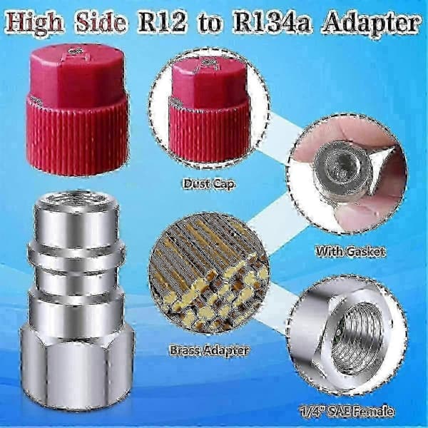 Auto A/C Kølemiddel Adapter Kit, 1/4\" Hun Fitting til R12 til R134a Retrofit System[HK]