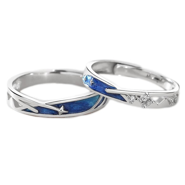 2st Sea Blue Meteoric Star Par Ringar Set Lova bröllopsringar för älskare