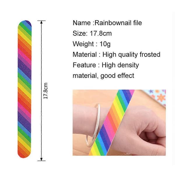 Manicure Neglefile Dobbeltsidet til Formning af Negle 20 stk. Trykte Regnbueværktøjer [HK]