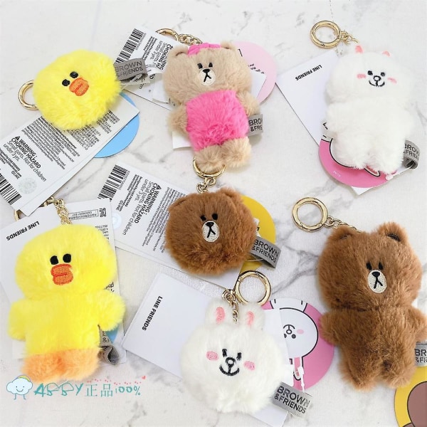 Line Friends -avaimenperä Kawaii -riipus pehmo Brown Sally Cartoon Anime Cony Choco Reppu Tarvikkeet Koristele Tytöt Nukke Lelut[HK] 1