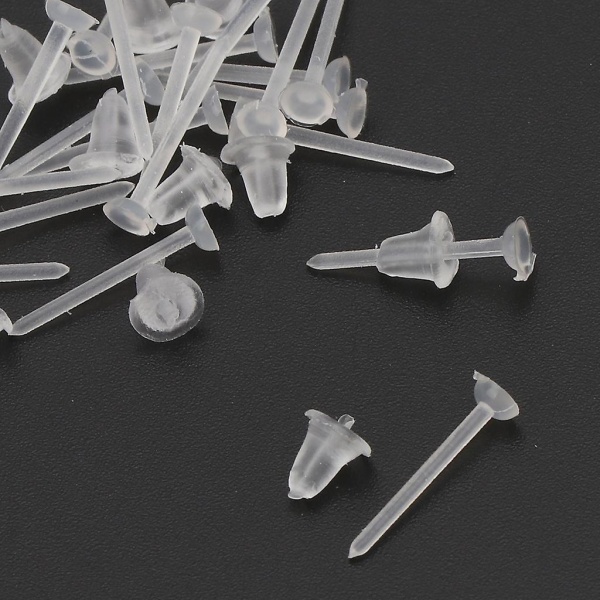 50 par 3 mm usynlige plast øredobber Blanke pins med øredobber bak øredobber
