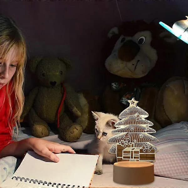 Jul 3D nattlys Akryl Jul Berøringskontroll Skrivebordsnattlys Rom[HK] E