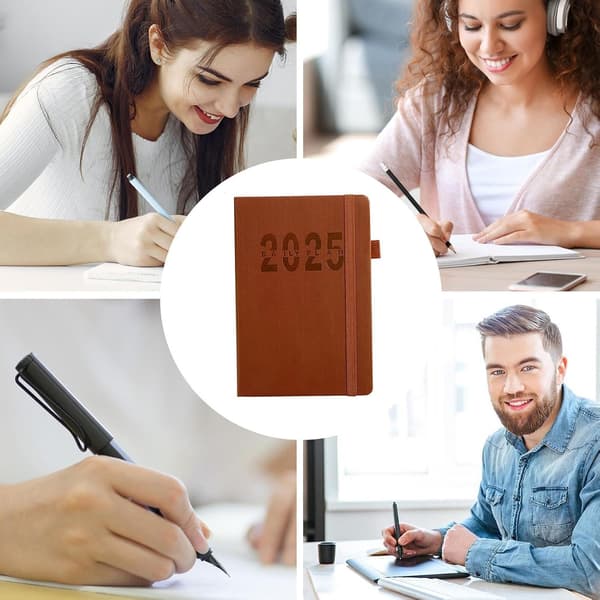 Daglig Organizer Planner - 2025 Dagbog Agenda Planner Notesblok | Bogmærker Design Daglig Organizer Notesbog til Arbejdsområde, Rejser, Forretning[HK] Brown
