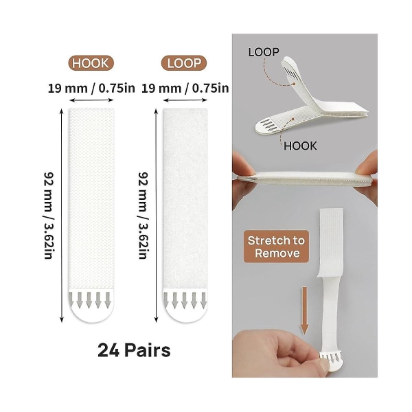 Bildeopphengsstrimler Heavy Duty, 24 par (48 strimler) klebrig Bildehengere for vegger, hengende bilder ([HK])