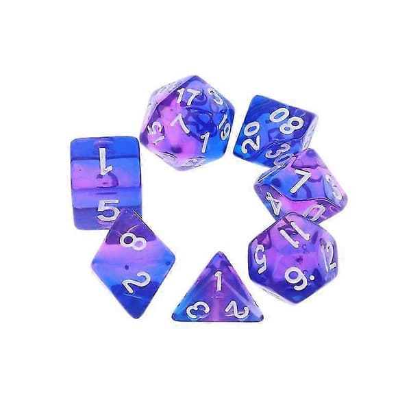 7st Transparenta Tärningar D4 D6 D8 D10 D12 D20 Dungeons & Dragon D&d Rpg Poly[HK] Blue purple