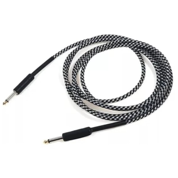 Gitarrkabel Svart Vit 3 Meter Koppartråd Gitarr Instrumentkabel för Framträdande[HK]