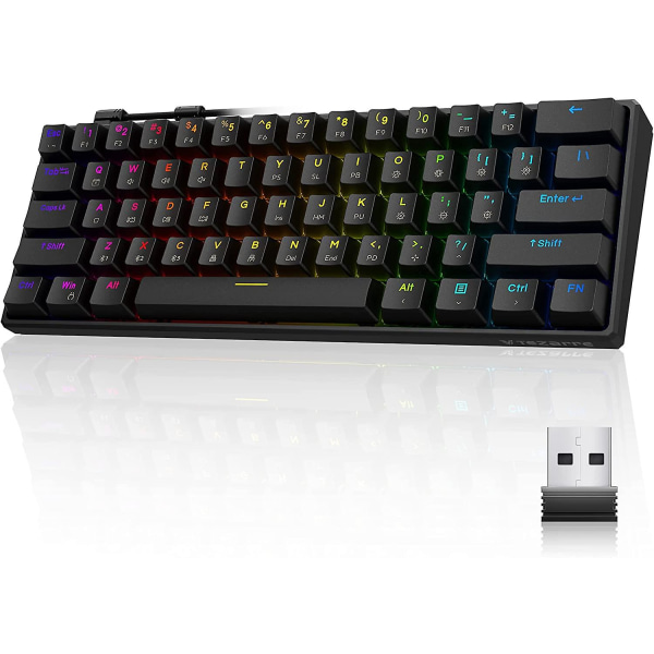 Bluetooth/2.4g/usb 60% Mekanisk Gamingtangentbord Rgb Hotswappable Pbt Keycaps Trådlöst/trådbundet tangentbord för Windows Pc Gamer[hk] black