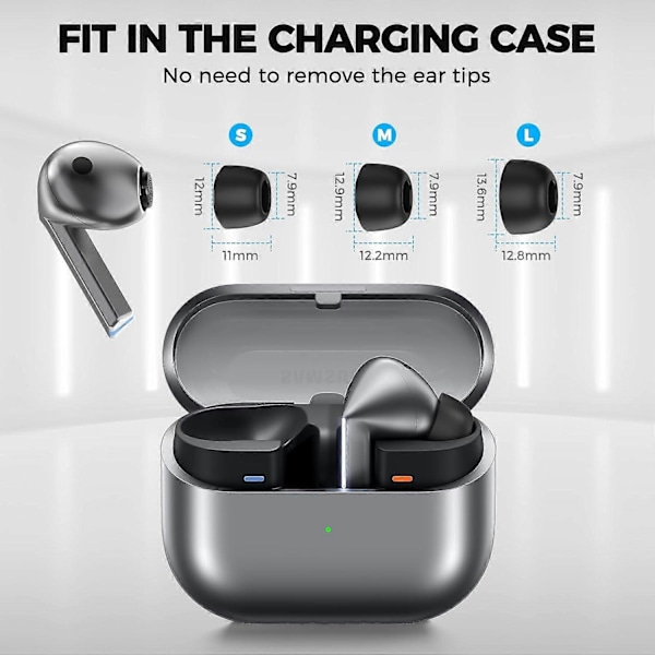 Kompatibel med Samsung Galaxy Buds3 Pro 【Passer i opladningsetuiet】3 par S/M/L Ultimativ komfort Støjreducerende Memory Foam Ørepropper Udskiftning T[HK]