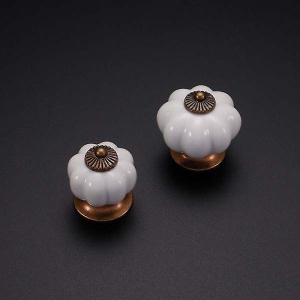 5 X Möbelknopp Pommel 23 Mm Vit Bronserad Piedestal Lådknopp Porslinsknopp([HK])