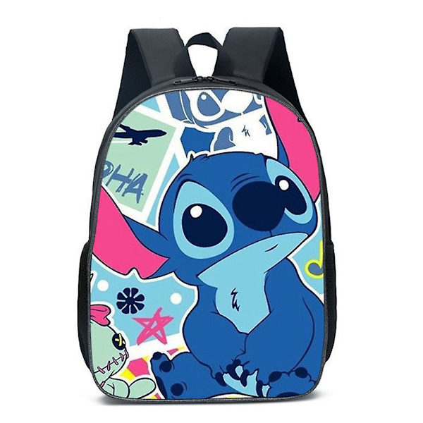 Stitch-aiheinen reppu lapsille, pojille ja tytöille, sarjakuva-aiheinen koululaukku, matkareppu, olkalaukku [HK] B