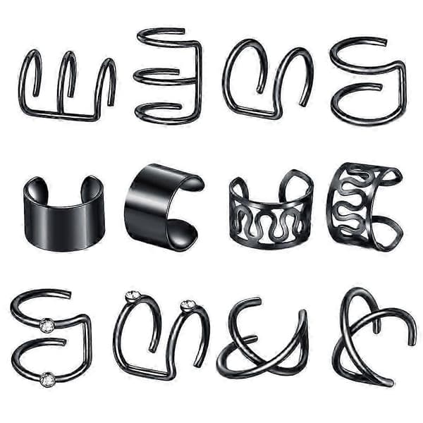 2-4-pack Öronmuddar i rostfritt stål Helix Öronklämma On Wrap Örhängen Unisex Svart[HK] 2 Pcs