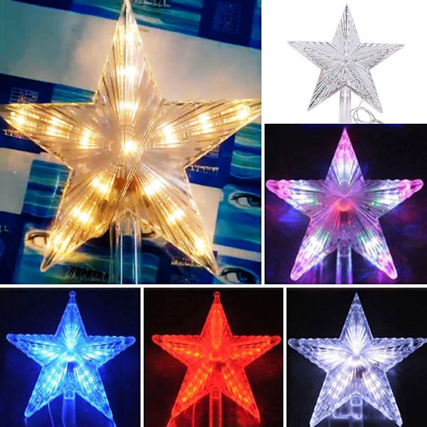 Julgrans Toppstjärna med LED-Ljus IP65 Vattentät Energisparande Lysande Femuddig Stjärna Semesterdekoration QingHai[HK] Multicolor