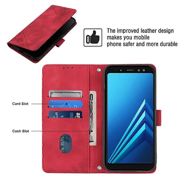 Læder Etui Til Samsung Galaxy A8+ 2018[HK] Red