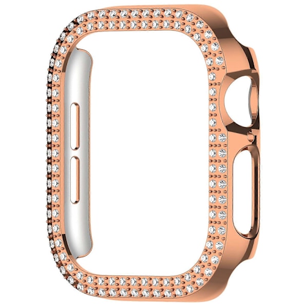 Til Apple Watch Series 10 46mm Dobbelt Række Rhinestone Dekor Hul Cover PC Urramme Etui Multicolor Style A