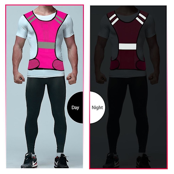 Reflekterende sikkerhetsløpevest for menn og kvinner - Løpeutstyr for nattlige turer [HK] Pink