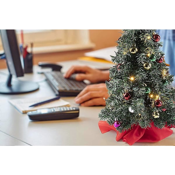 Bordplate Juletre, Lite Kunstig Juletre med LED-lys, Pynt for Hjemmekontor [HK]