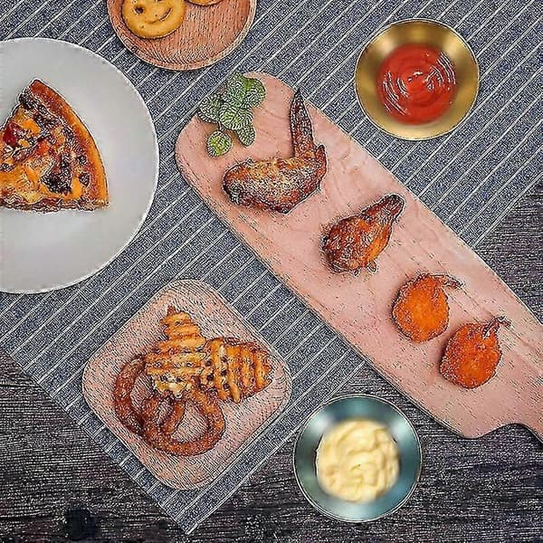 10 Mini Sausskåler i Rustfritt Stål for Sushi-dipping 8,2 cm Runde Forrettsskåler