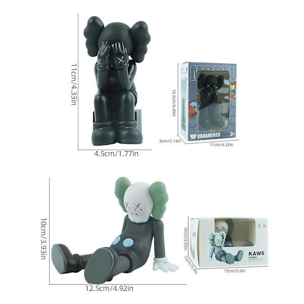 Kaws-modell i tecknad stil, konstleksak, actionfigur, samlarobjekt, modellleksakssamling, present [HK] black