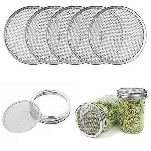 5-pakning Spiringslokk i rustfritt stål 86mm Spiringssil Lokk for Mason-glass med bred åpning Hermetiseringsglass [HK]