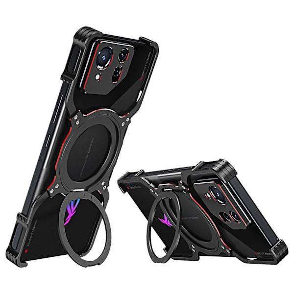 För Asus ROG Phone 8 5G/8 Pro 5G Bumper Skal Ramlös Magnetisk Ställ Metall Telefonskal [HK] Style B Multicolor