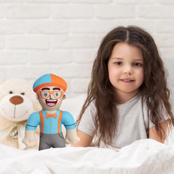 Amerikansk Engelska Upplysningsprogram för Barn Blippi Plyschdocka Imitation Humanoid Plyschdocka (8-tums Skägg - Ljusblå) NR.0203