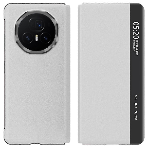 För Honor Magic V3 5G Fodral Visningsfönster PU Läder Ställ Smart Telefonskydd - Grön[HK] White Multicolor