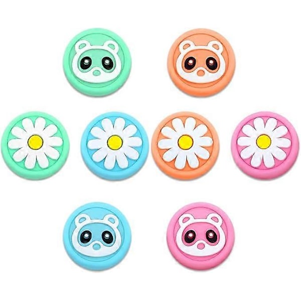 Tumgrepp för Nintendo Switch & Lite Tvättbjörn Blomma 8-pack Söt Design Mjukt Silikonskydd Joystick-grepp Kompatibla med Switch Joy-Co[HK]