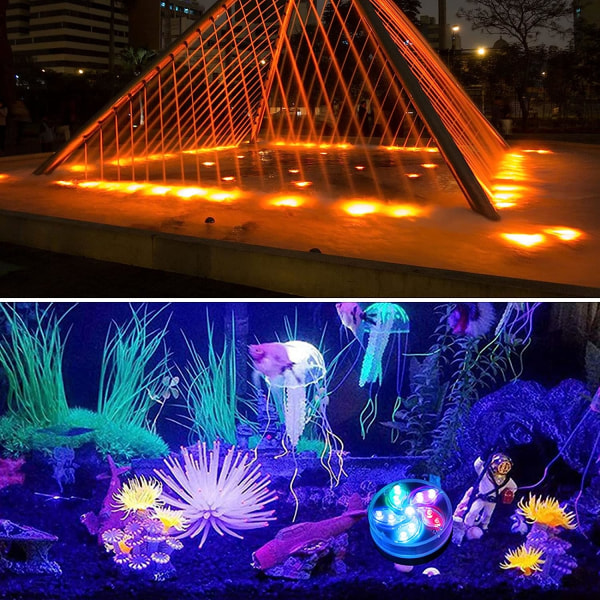 LED-dykningslampor Undervattensljus Vattentäta badkarlampor för akvarier, badkar, simbassänger, dammar, trädgårdar, vattenmiljöer 2-pack