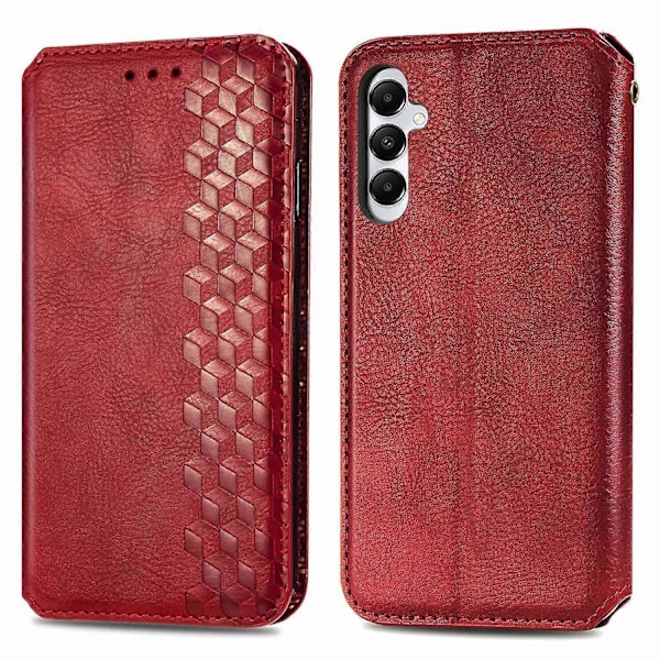 Samsung Galaxy A05s 4G Nahkakotelo, kohokuvioitu vinoneliökuvio, lompakkokotelo [HK] Style D Multicolor