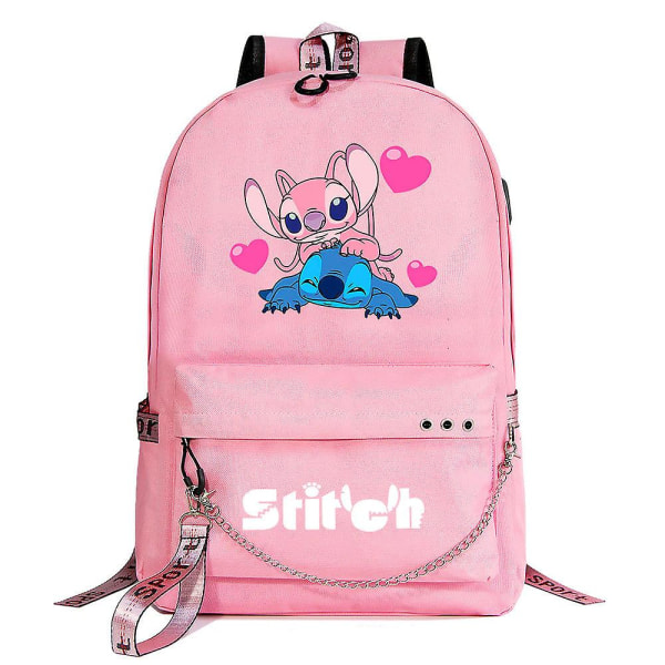 Lilo & Stitch -reppu USB-portilla - Canvas-kirjakassi reppu pojille ja tytöille - Oppilaiden koululaukku, matkamochilas[HK] 10