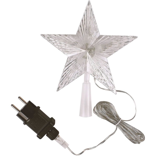 HKK Juletræstop med 10 lysdioder med strømstik - Oplyst juletræstop i varm hvid - juletræstjernetop trætop